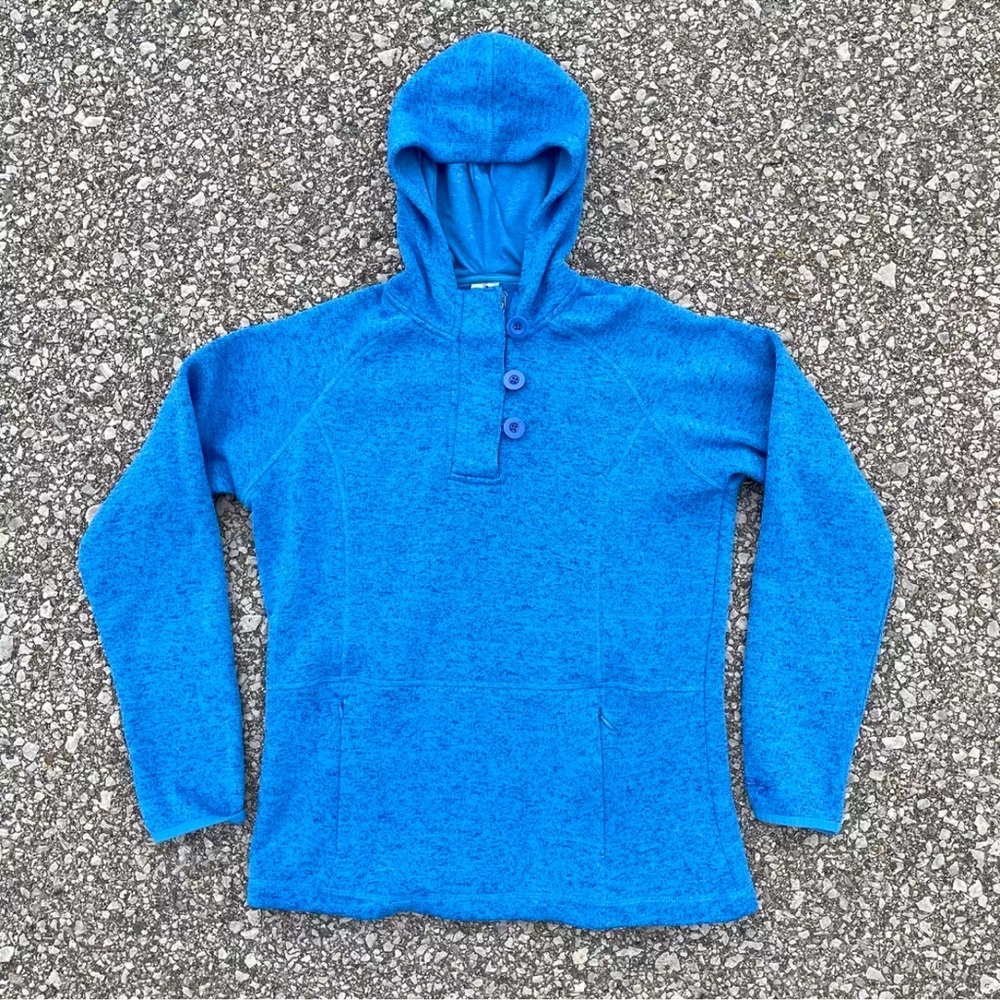 Legendary Whitetails Blue Hoodie Sweater Womens Lg  Quarter Zip Button Pullover